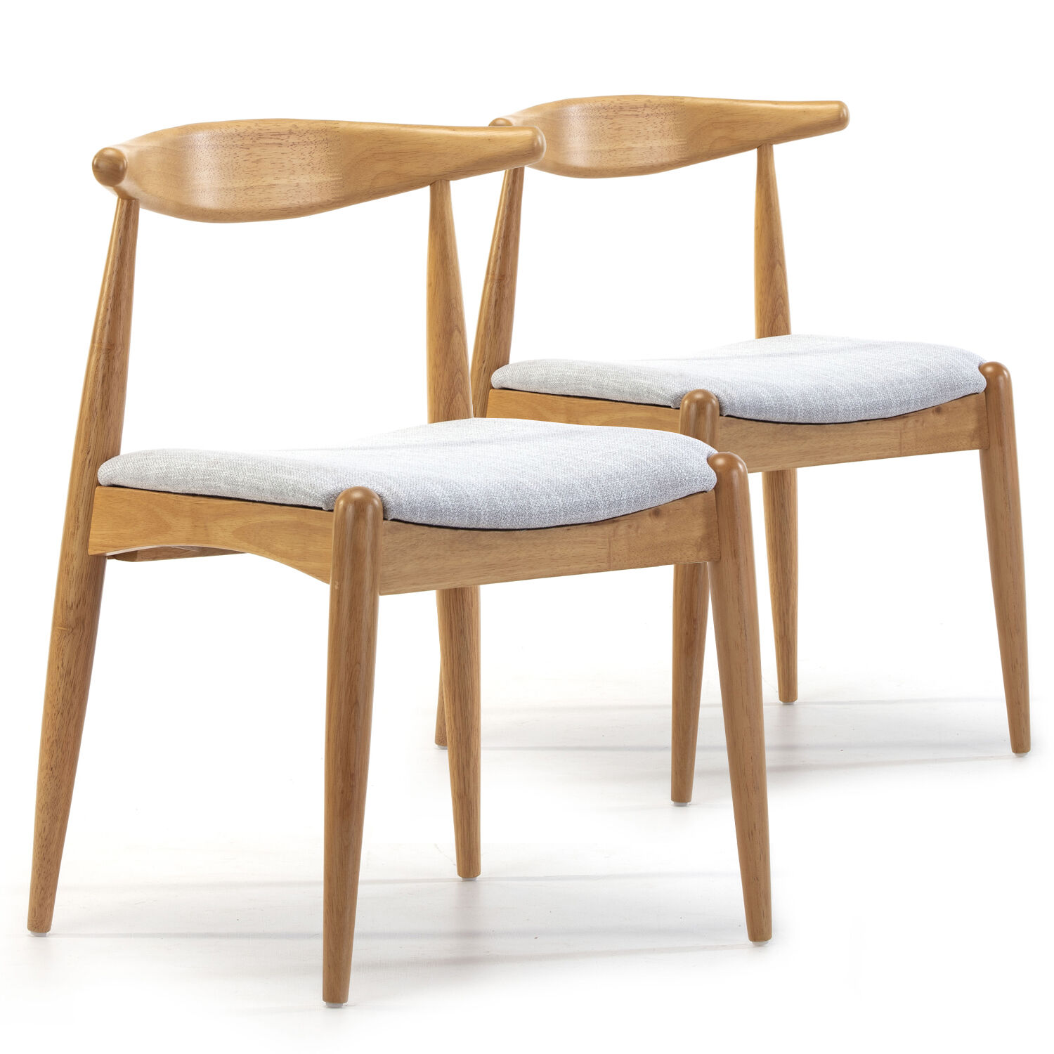 HOMN Pack 2 sillas color roble, madera maciza, 52,5 x 50 x 74,5 cm