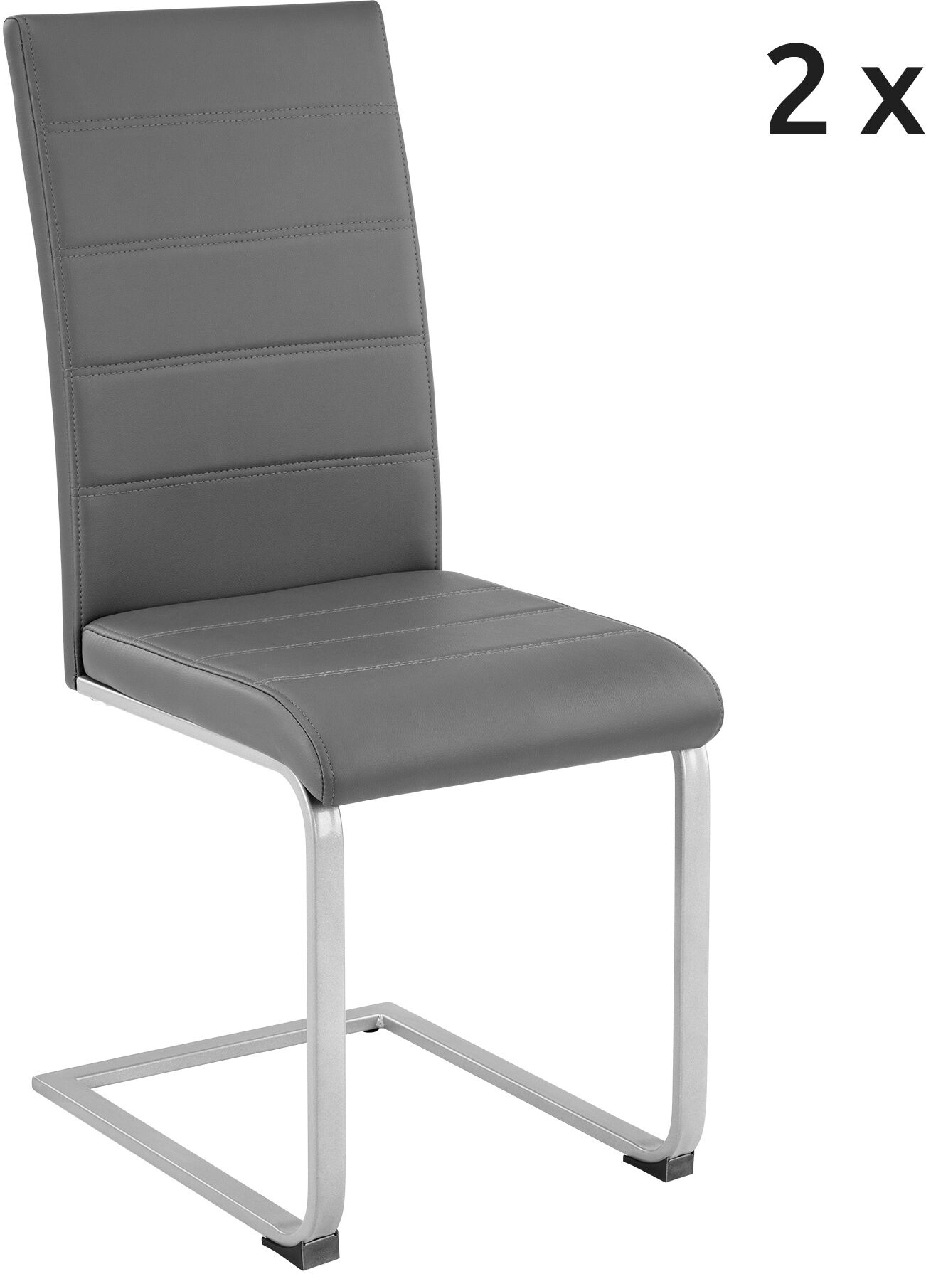 Tectake Sillas de comedor bettina 2 unidades poli piel gris