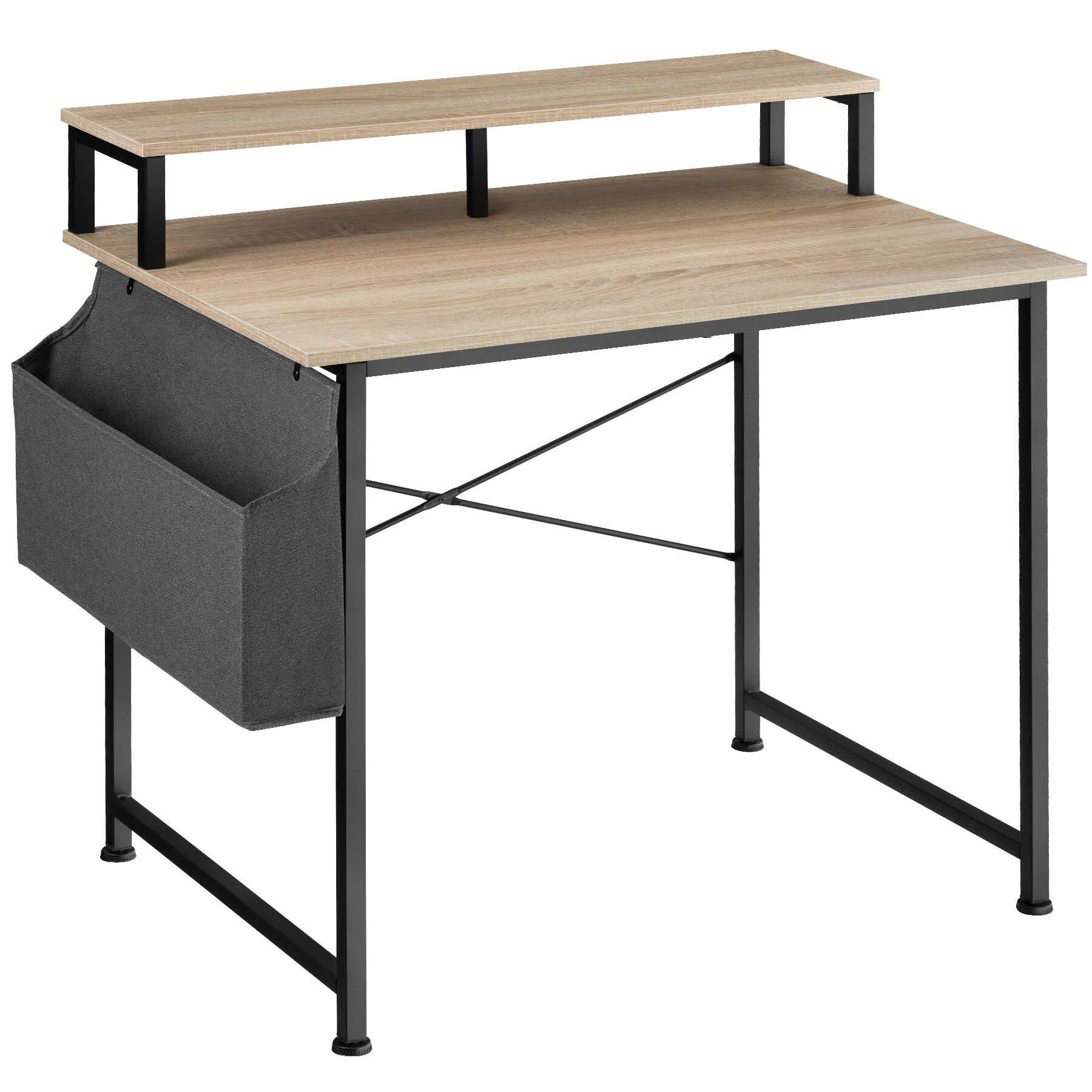 Tectake Mesa de escritorio con estante y bolsa de tela conglomerado madera ind