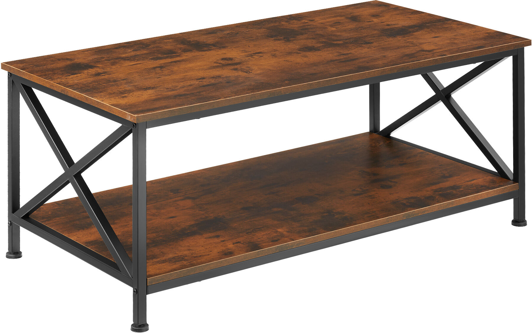 Tectake Mesa de café 100x55x455cm conglomerado madera industrial oscura rúst