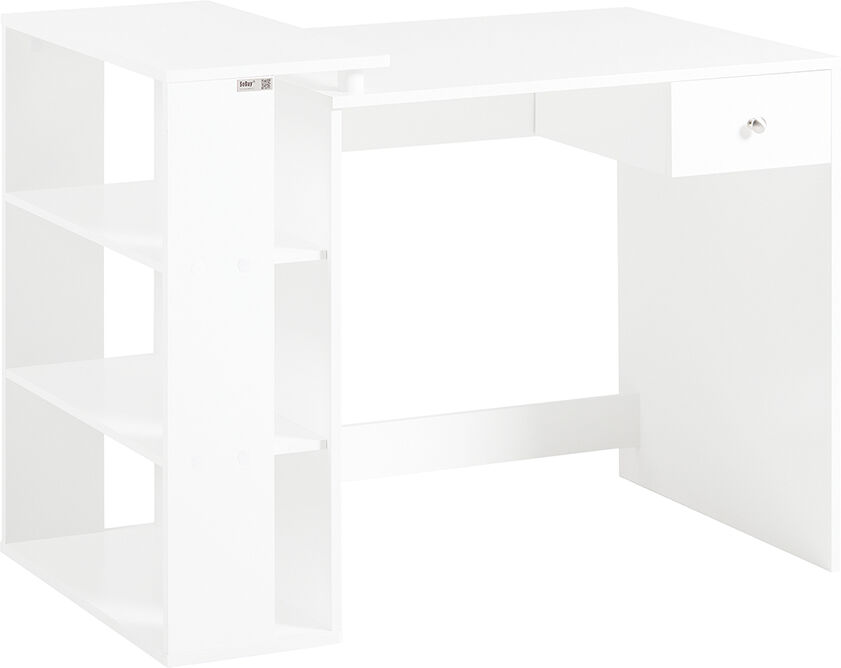 SoBuy Mesa de ordenador con un cajón y 4 estantes mdf blanco