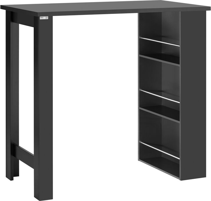 SoBuy Mesa alta de bar con 3 estantes mdf negro