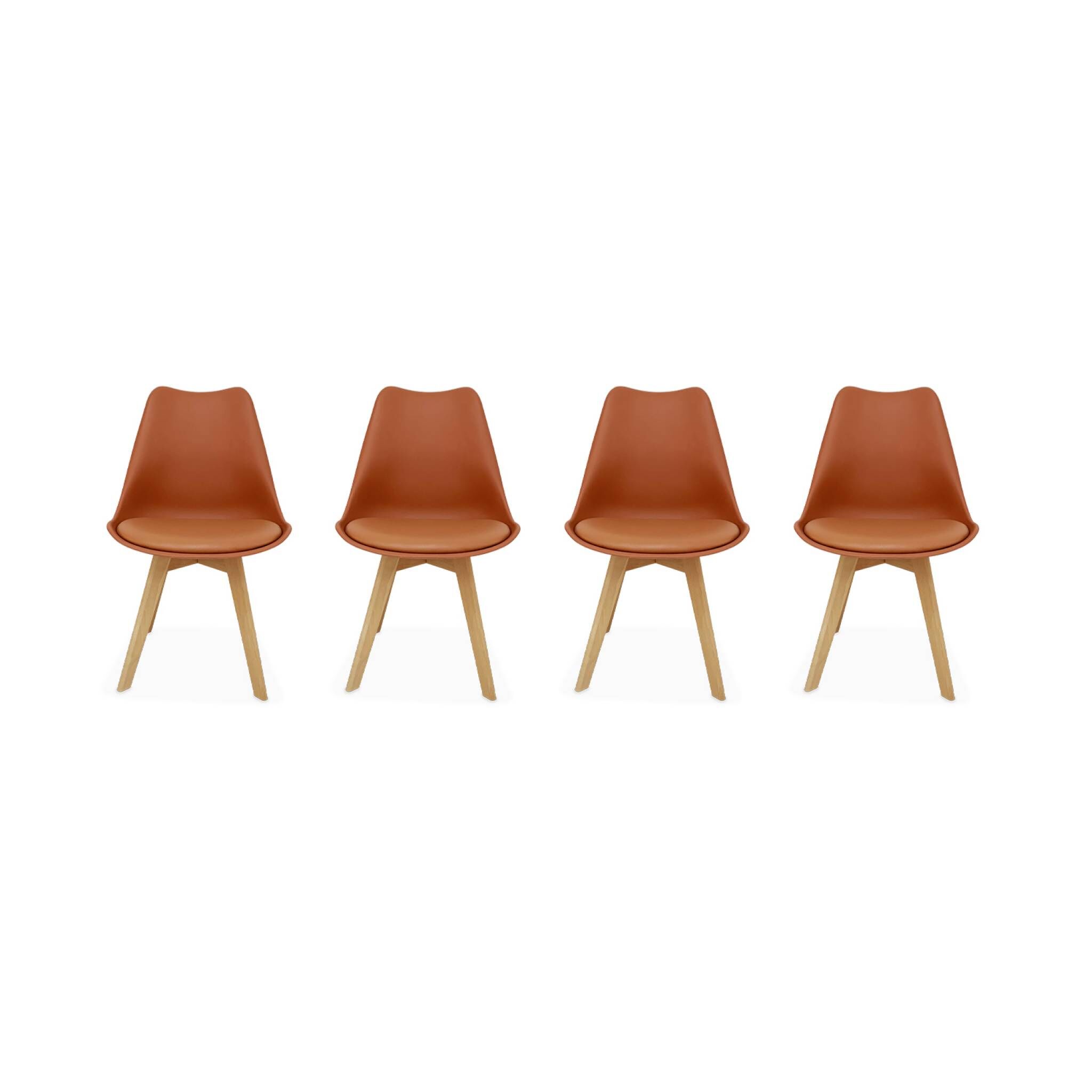 sweeek Conjunto de 4 sillas escandinavas, terracota