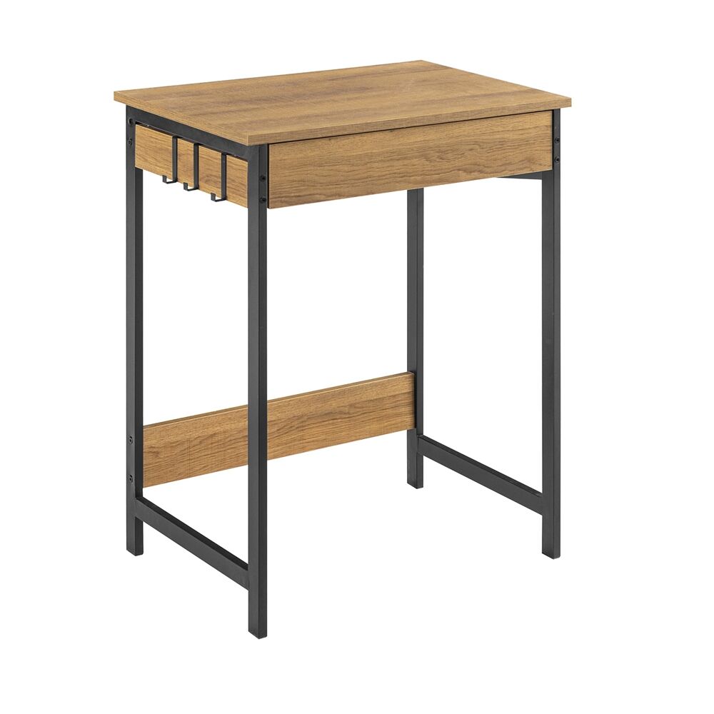 SoBuy Mesa de escritorio  con un cajón y 3 percheros madera color natural