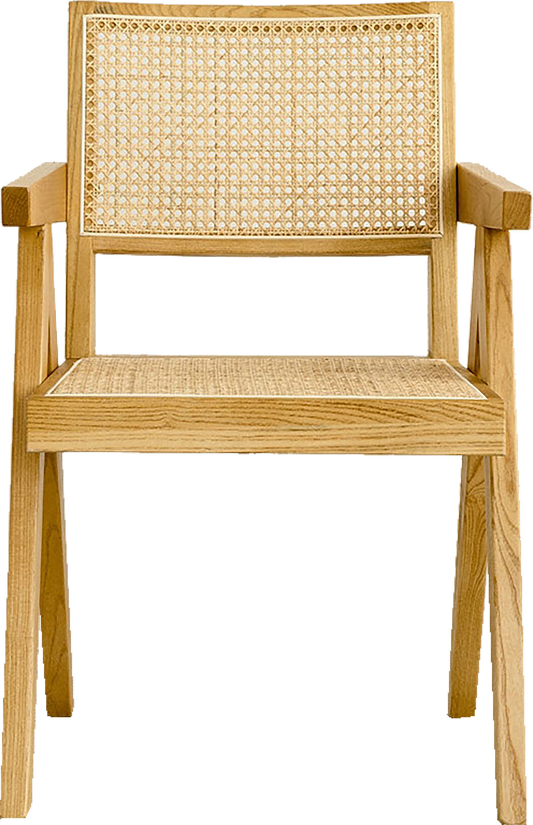 Kenay Home Silla madera maciza de olmo - rejilla ratán natural 84 cm x 56 cm