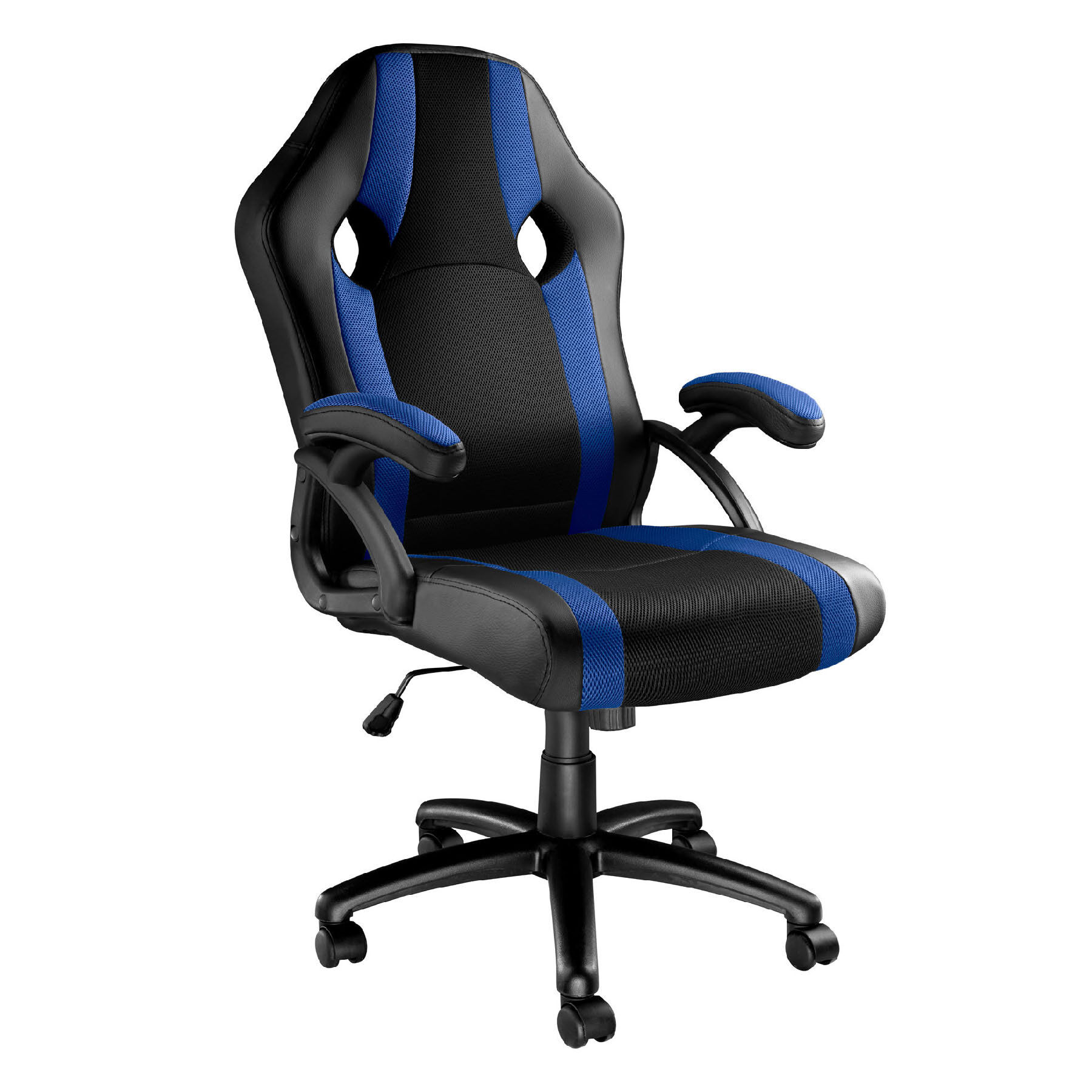 Tectake Silla de oficina goodman poliuretano negro/azul