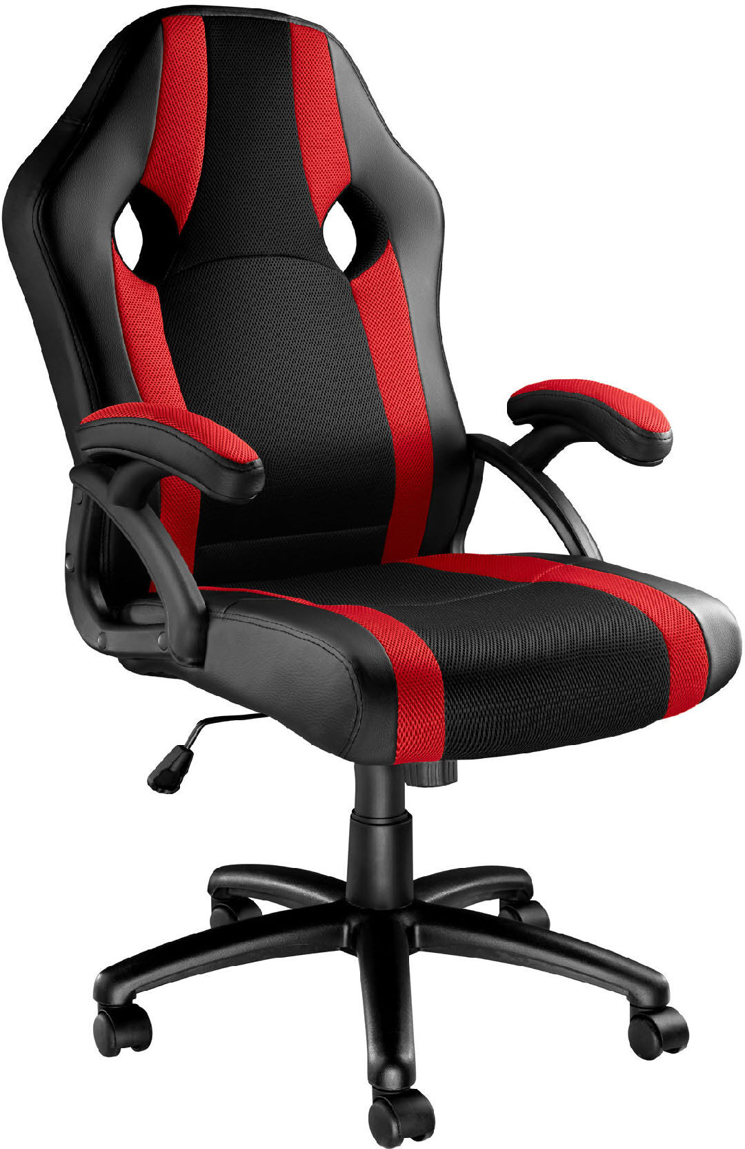 Tectake Silla de oficina goodman poliuretano negro/rojo