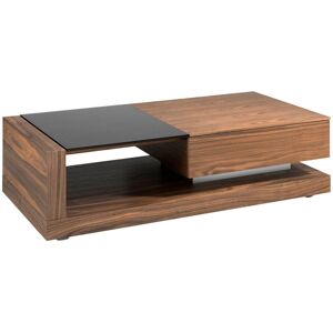 Mesa de Centro Nogal y Cristal Tintado Negro - Diseño Moderno Mesa de Centro Nogal y Cristal Tintado Negro - Diseño Moderno