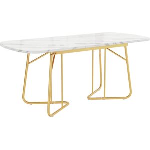 Urban Meuble Mesa comedor extensible efecto mármol blanco con patas chapadas en oro Urban Meuble Mesa comedor extensible efecto mármol blanco con patas chapadas en oro