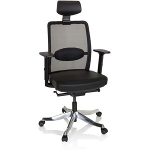 hjh OFFICE Sillón alta gama cuero / tejido de malla negro hjh OFFICE Sillón alta gama cuero / tejido de malla negro