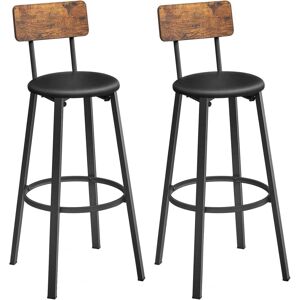 VASAGLE 2 taburetes de bar con reposapiés de color marrón rústico y negro VASAGLE 2 taburetes de bar con reposapiés de color marrón rústico y negro