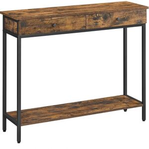VASAGLE Mesa de consola con marco de acero de color marrón rústico y negro VASAGLE Mesa de consola con marco de acero de color marrón rústico y negro