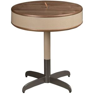 Angel Cerda Mesa rincón redonda polipiel, nogal y acero gris Angel Cerda Mesa rincón redonda polipiel, nogal y acero gris