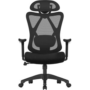 SONGMICS Silla de oficina de malla con soporte lumbar ajustable de color negro SONGMICS Silla de oficina de malla con soporte lumbar ajustable de color negro