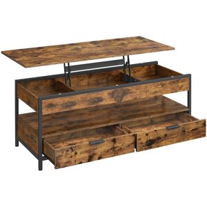 VASAGLE Mesa de centro elevable con cajones y estante de color marrón y negro VASAGLE Mesa de centro elevable con cajones y estante de color marrón y negro