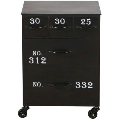 Maisons du Monde Mesa auxiliar con ruedas de metal negro con 5 cajones Maisons du Monde Mesa auxiliar con ruedas de metal negro con 5 cajones