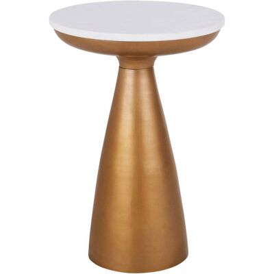 Maisons du Monde Mesa auxiliar de aluminio dorado y mármol blanco Maisons du Monde Mesa auxiliar de aluminio dorado y mármol blanco
