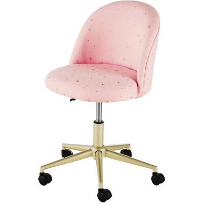 Maisons du Monde Silla de escritorio infantil rosa con motivos dorados Maisons du Monde Silla de escritorio infantil rosa con motivos dorados