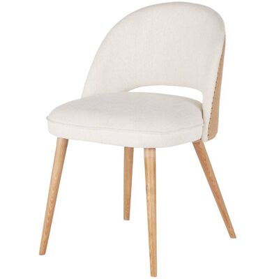 Maisons du Monde Silla tapizada en tela cruda con respaldo de yute Maisons du Monde Silla tapizada en tela cruda con respaldo de yute