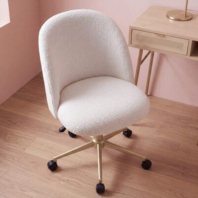 Maisons du Monde Silla de escritorio infantil de tejido rizado blanco Maisons du Monde Silla de escritorio infantil de tejido rizado blanco