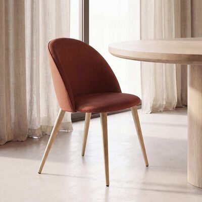 Maisons du Monde Silla de comedor de tela reciclada naranja y acero Maisons du Monde Silla de comedor de tela reciclada naranja y acero