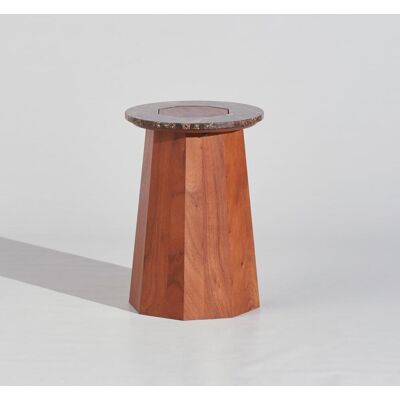 Maisons du Monde Mesa auxiliar marrón con tablero de mármol Maisons du Monde Mesa auxiliar marrón con tablero de mármol