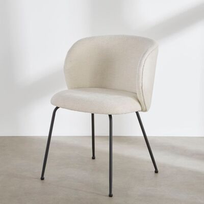 Maisons du Monde Silla de comedor cruda con patas de acero negro Maisons du Monde Silla de comedor cruda con patas de acero negro