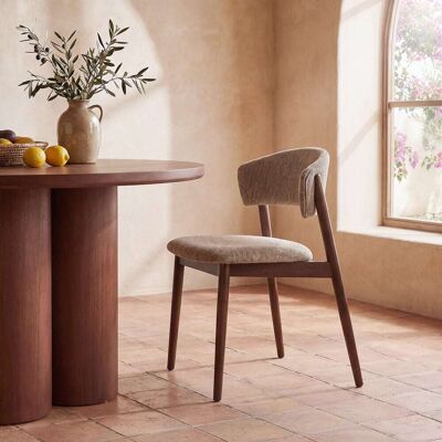 Maisons du Monde Silla de comedor moka con patas de roble macizo oscuro Maisons du Monde Silla de comedor moka con patas de roble macizo oscuro
