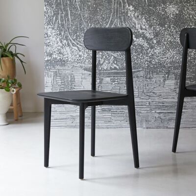 Tikamoon Silla de caoba maciza negra Tikamoon Silla de caoba maciza negra