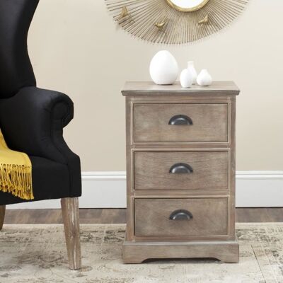 Safavieh Mesa auxiliar en pino/mdf/capa de madera, gris Safavieh Mesa auxiliar en pino/mdf/capa de madera, gris