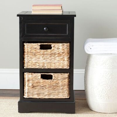 Safavieh Mesa auxiliar en madera de pino, negro Safavieh Mesa auxiliar en madera de pino, negro