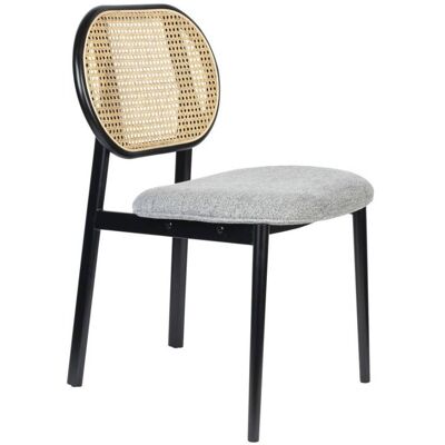 Zuiver Spike - Silla de comedor de ratán y tela - Gris - Silla de restaurante Zuiver Spike - Silla de comedor de ratán y tela - Gris - Silla de restaurante