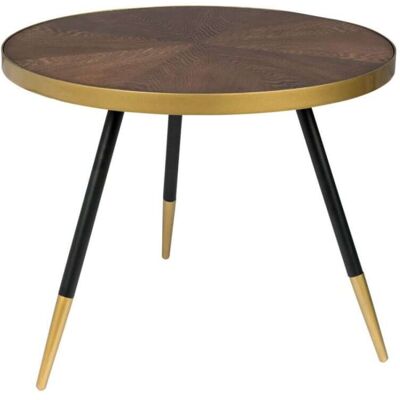 Mathi Design Mesa de centro redonda de fresno y acero dorado Mathi Design Mesa de centro redonda de fresno y acero dorado