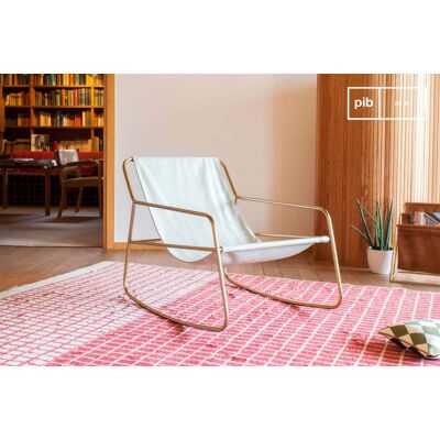 PIB Silla mecedora de tela blanca PIB Silla mecedora de tela blanca
