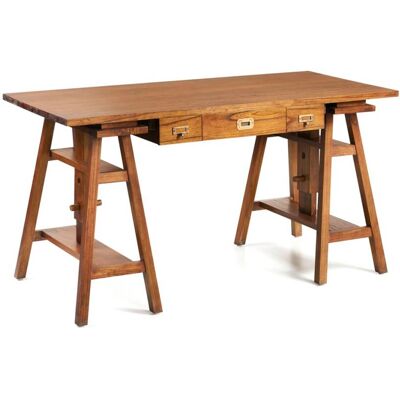 MOYCOR Escritorio de madera marrón ajustable anch. 152 cm MOYCOR Escritorio de madera marrón ajustable anch. 152 cm