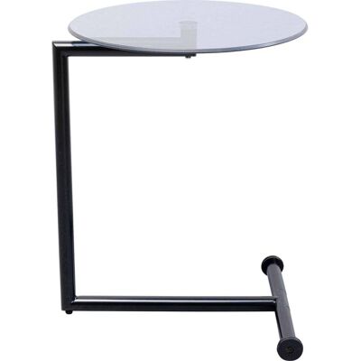 Kare Design Mesa auxiliar en vidrio negro y acero Ø46c Kare Design Mesa auxiliar en vidrio negro y acero Ø46c