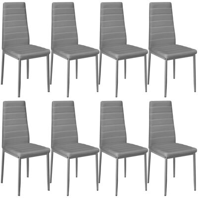 Tectake 8 sillas de comedor con acolchado, polipiel, 41 x 45 x 98.5 cm, gris Tectake 8 sillas de comedor con acolchado, polipiel, 41 x 45 x 98.5 cm, gris