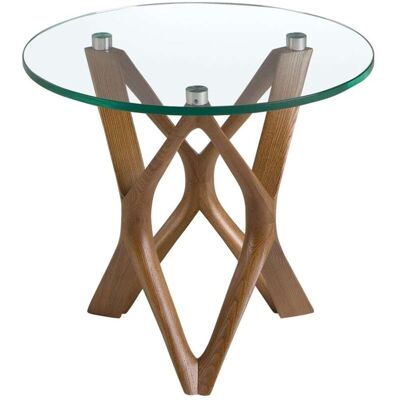 Mesa Rincón Redonda - Cristal, Nogal, Ø50cm Mesa Rincón Redonda - Cristal, Nogal, Ø50cm