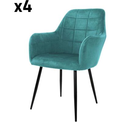 ECD Germany 4x Sillas de comedor turquesa tapizado respaldo apoyabrazos ergonómico ECD Germany 4x Sillas de comedor turquesa tapizado respaldo apoyabrazos ergonómico