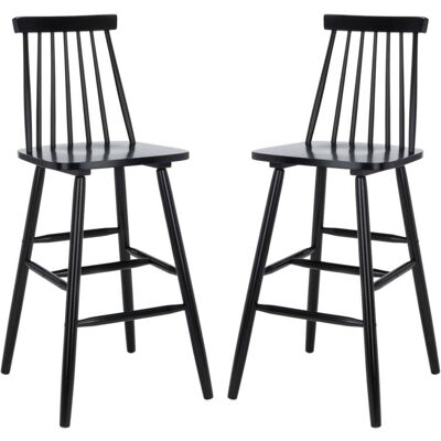 Safavieh Set de 2 taburetes de bar en madera de caucho, negro Safavieh Set de 2 taburetes de bar en madera de caucho, negro
