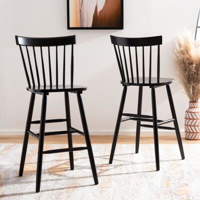 Safavieh Set de 2 taburetes de bar en madera de caucho, negro Safavieh Set de 2 taburetes de bar en madera de caucho, negro