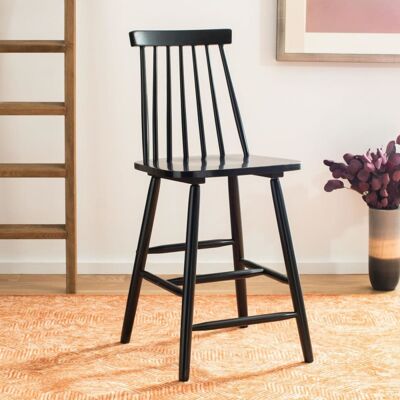 Safavieh Set de 2 taburetes de bar en madera de caucho, negro Safavieh Set de 2 taburetes de bar en madera de caucho, negro