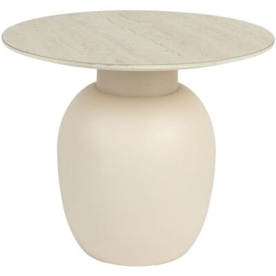 Mesita auxiliar redonda efecto travertino Beige Mesita auxiliar redonda efecto travertino Beige