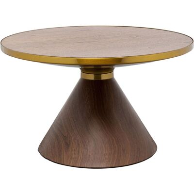 Kare Design Mesa de centro nogal ø70 cm de madera bicolor marrón y oro Kare Design Mesa de centro nogal ø70 cm de madera bicolor marrón y oro