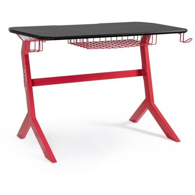 Konte.Design Mesa de juego de madera y pvc negro con base de acero rojo 118x65 cm Konte.Design Mesa de juego de madera y pvc negro con base de acero rojo 118x65 cm