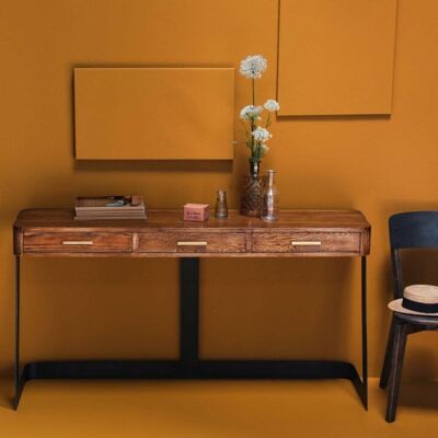 Signature Consola de metal y roble quemado - l150 cm Signature Consola de metal y roble quemado - l150 cm