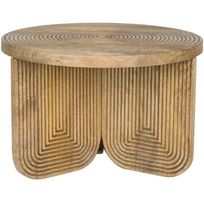 Mathi Design Mesa de centro redonda de madera de mango tallada Mathi Design Mesa de centro redonda de madera de mango tallada