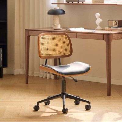 Nordlys Silla de escritorio en ratán y madera negro Nordlys Silla de escritorio en ratán y madera negro