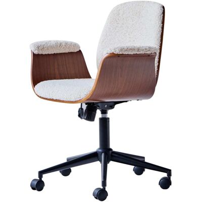 Nordlys Silla de escritorio en mader y lana blanca Nordlys Silla de escritorio en mader y lana blanca