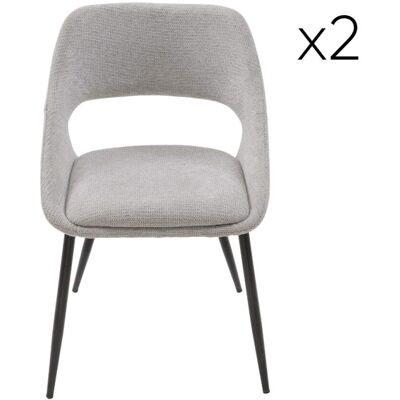 Signature Lote de 2 sillas de tela color topo con base de metal - A52 cm Signature Lote de 2 sillas de tela color topo con base de metal - A52 cm